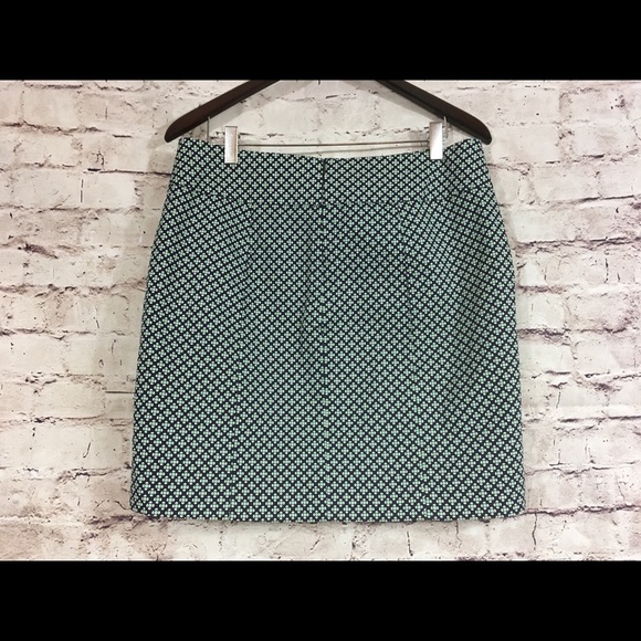 Ann Taylor Navy Green Geometric Print Skirt - Picture 3 of 7